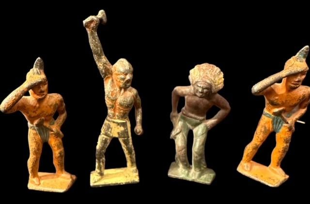 Four Cast Iron Antique Native American Warrior Figures (1 of 2)
