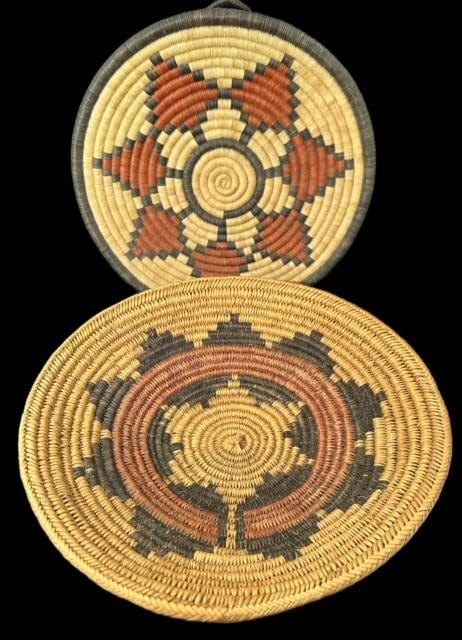 Lot of Two Hand Woven Navajo Wedding Baskets One with Spirit Line (1 of 5)