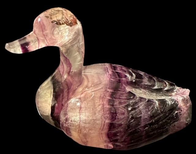 Purple Crystal Hand Carved Duck Figure: Purple crystal/Amethyst hand carved duck figure. Measures 2.25" long. Domestic shipping $10.