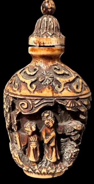 Hand Carved Signed Double Sided Snuff Bottle (1 of 2)