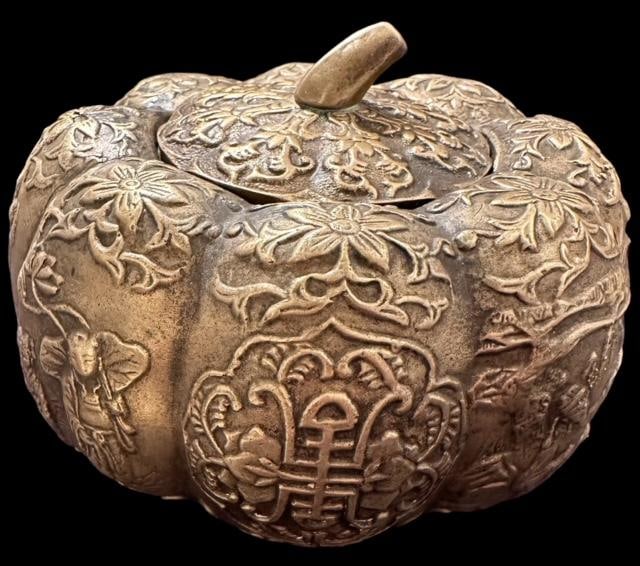 Chinese Bronze/Brass Gourd Shaped Cannister (1 of 4)