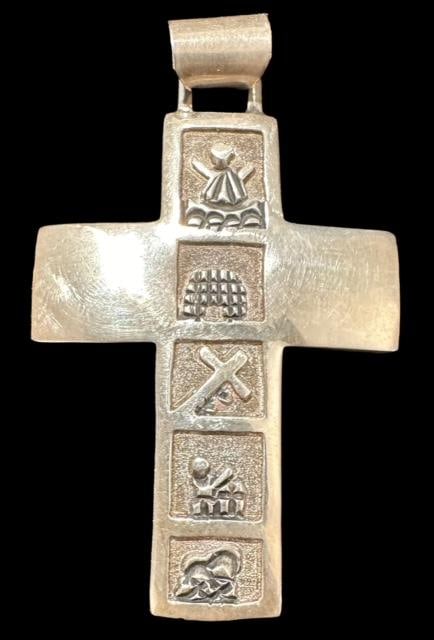 Native American Navajo Signed Roger John R Cross Pendant Sterling (1 of 2)