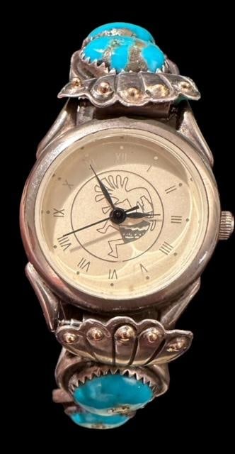 Native American Sterling and Turquoise Watch Band Signed WIlliams (1 of 4)