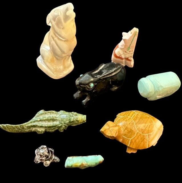 Lot of Eight Hand Carved Stone Animal Fetish Figures (1 of 4)