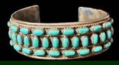 Mexican Sterling and Turquoise Cuff Bracelet signed SMW