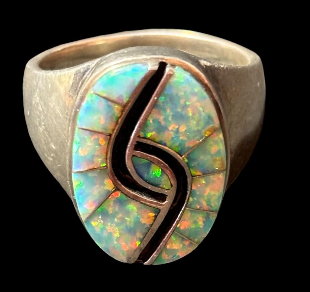 Opal and Sterling Ring Hallmark Signed (1 of 2)