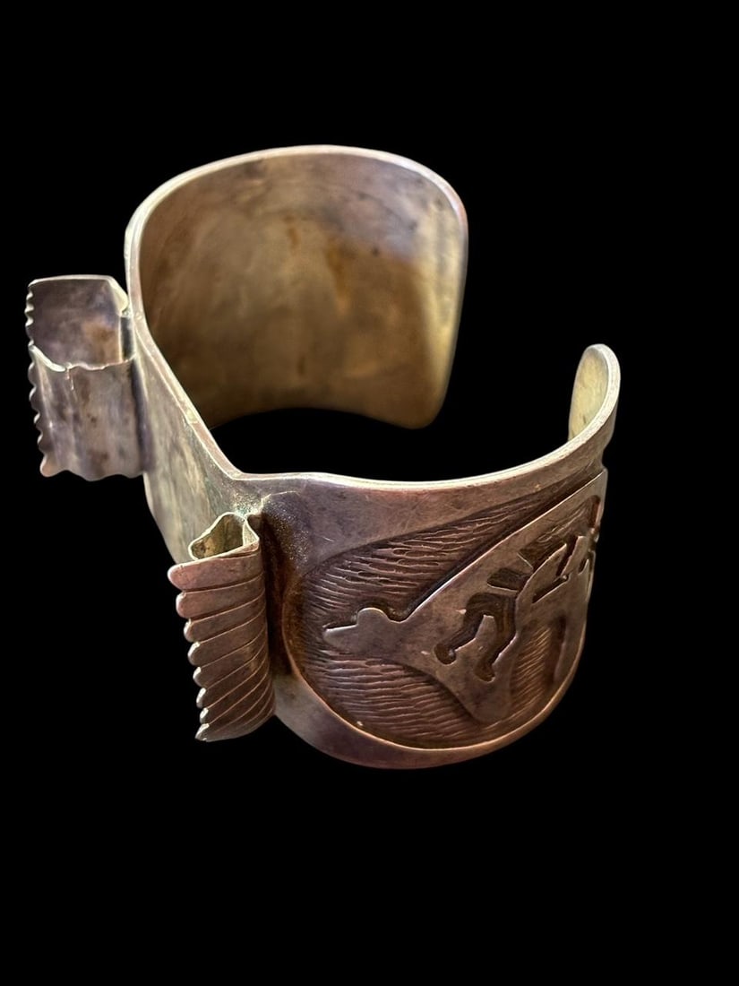 Native American Signed Kokopelli Men's Cuff Watch (1 of 3)