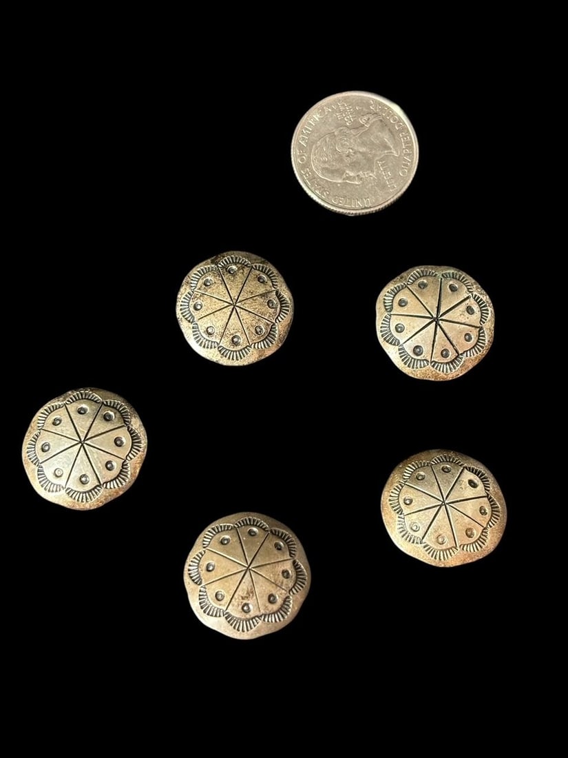 Lot of Five Native American Sterling Button Covers (1 of 2)