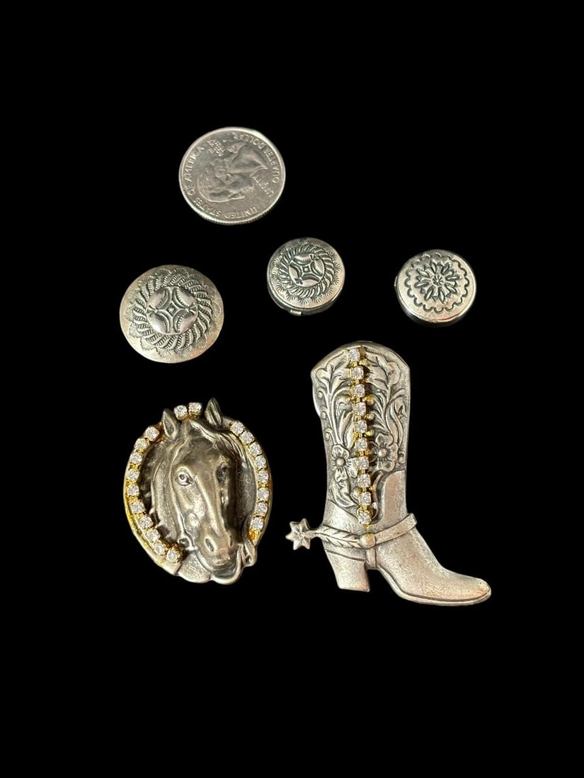 Lot of Five Native American Western Style Button Covers (1 of 2)