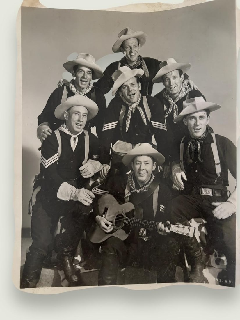 vintage Sons of the Pioneers Musical Group Photograph: Vintage black and white photograph of musical group Sons of the Pioneers. About 8"x 10" Photo marked 1799-88 in lower right corner. The Sons of the Pioneers are one the United States' earliest western