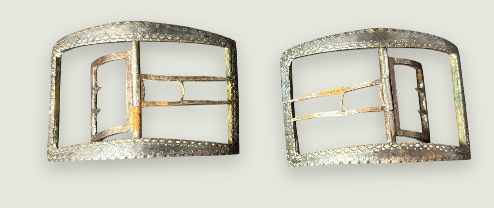 Pair of 18th Century Brass and Silver Shoe Buckles Ultra Rare ca 1750's (1 of 4)