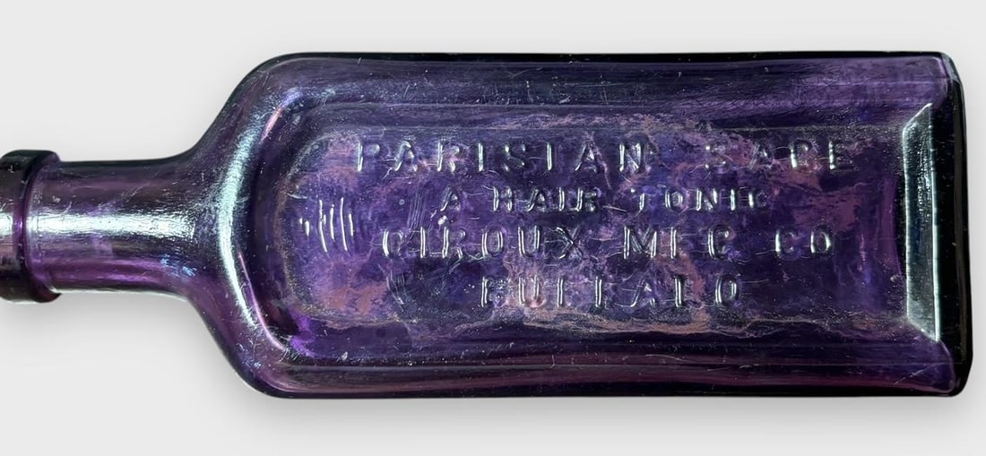 Parisian Hair Tonic Glass Bottle Sun Purple Giroux Manufacturing Company (1 of 4)