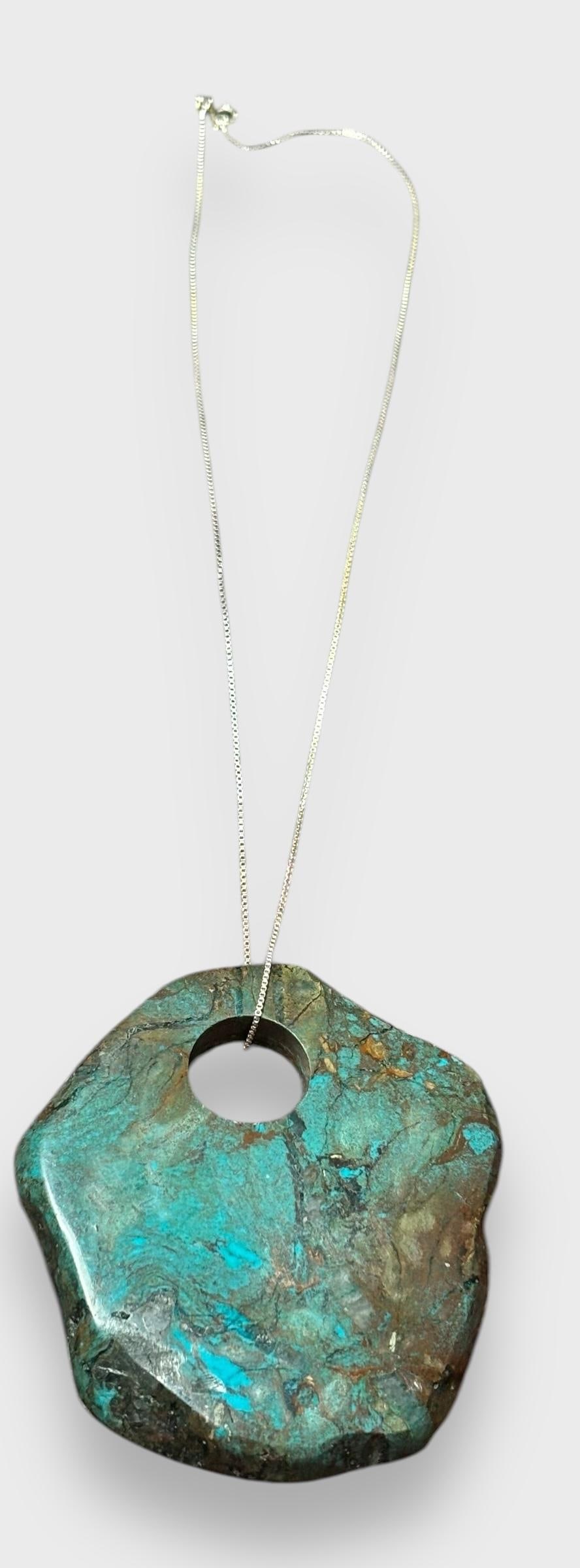 Sterling Chain with Large Turquoise Pendant Necklace (1 of 3)