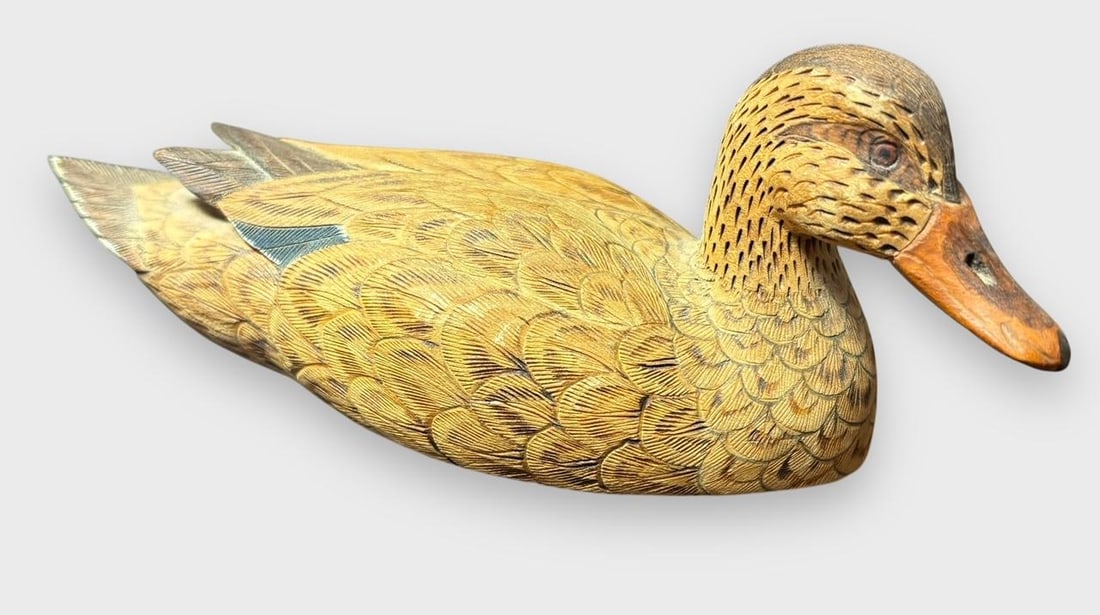 Hand Carved Wood Miniature Duck Decoy Signed John Eliser 1991 (1 of 4)