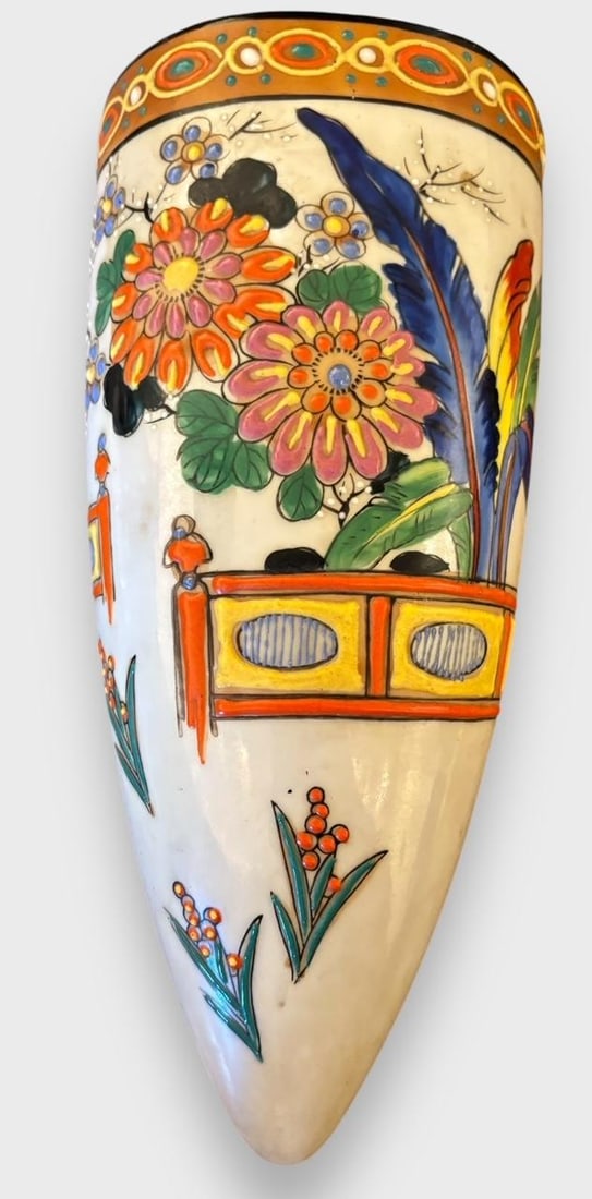 Circa 1950s Japanese Hand-Painted Wall Pocket (1 of 4)