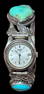 Native American Navajo Signed G Sterling and Turquoise Cuff Watch Band