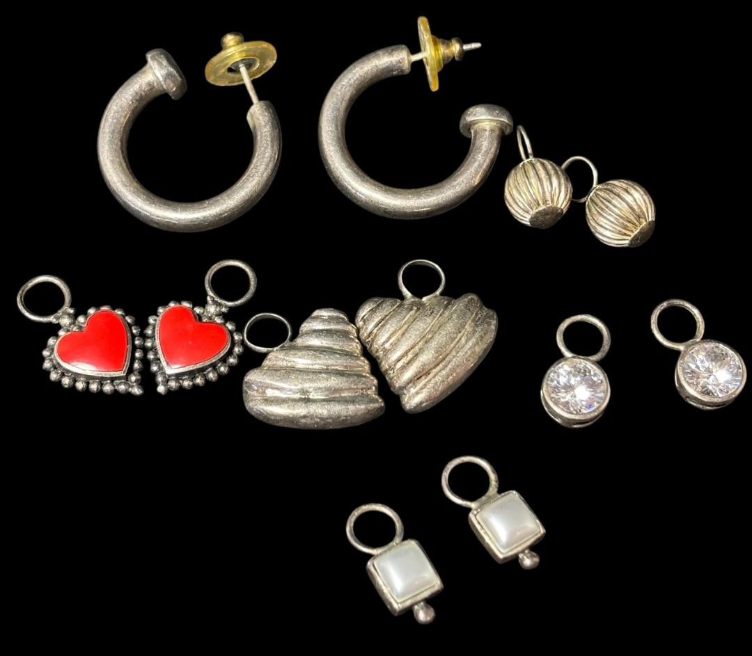 Sterling Pierced Hoop Earrings with Changeable Pendants (1 of 2)