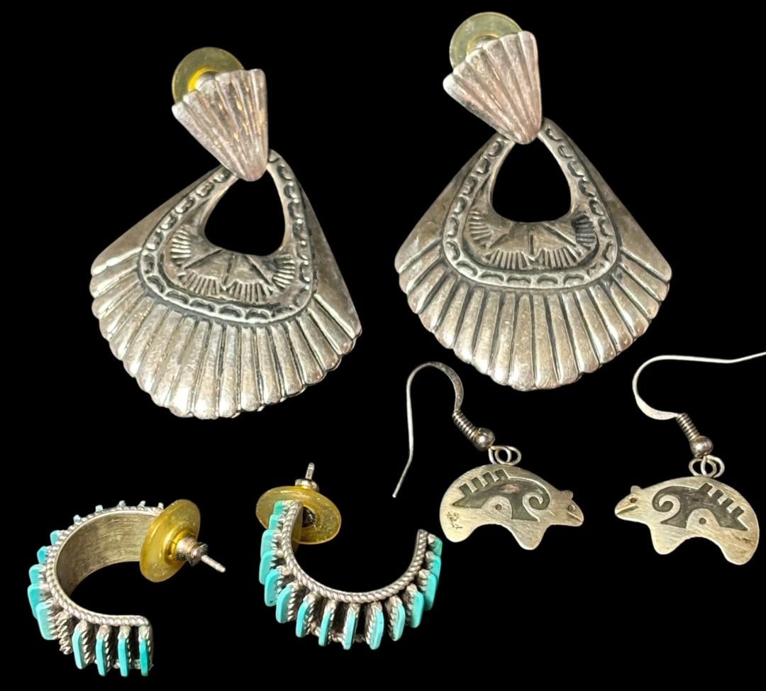 Lot of Three Native American Pierced Earring Sets (1 of 5)