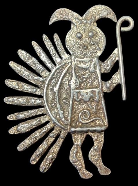 Native American Signed ELK Sterling Pin Horned Masked Dancer (1 of 2)