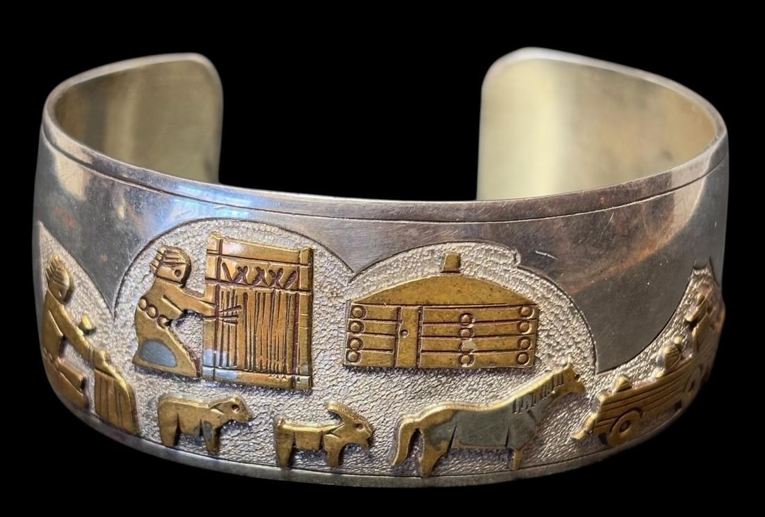 Navajo Cuff Storyteller Bracelet by Jacob Kabe Signed (1 of 3)