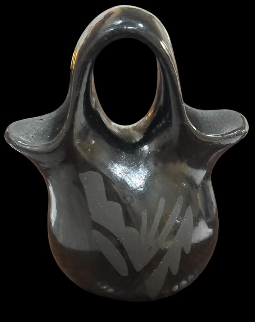 Santa Clara Blackware Pottery Wedding Vase (1 of 3)