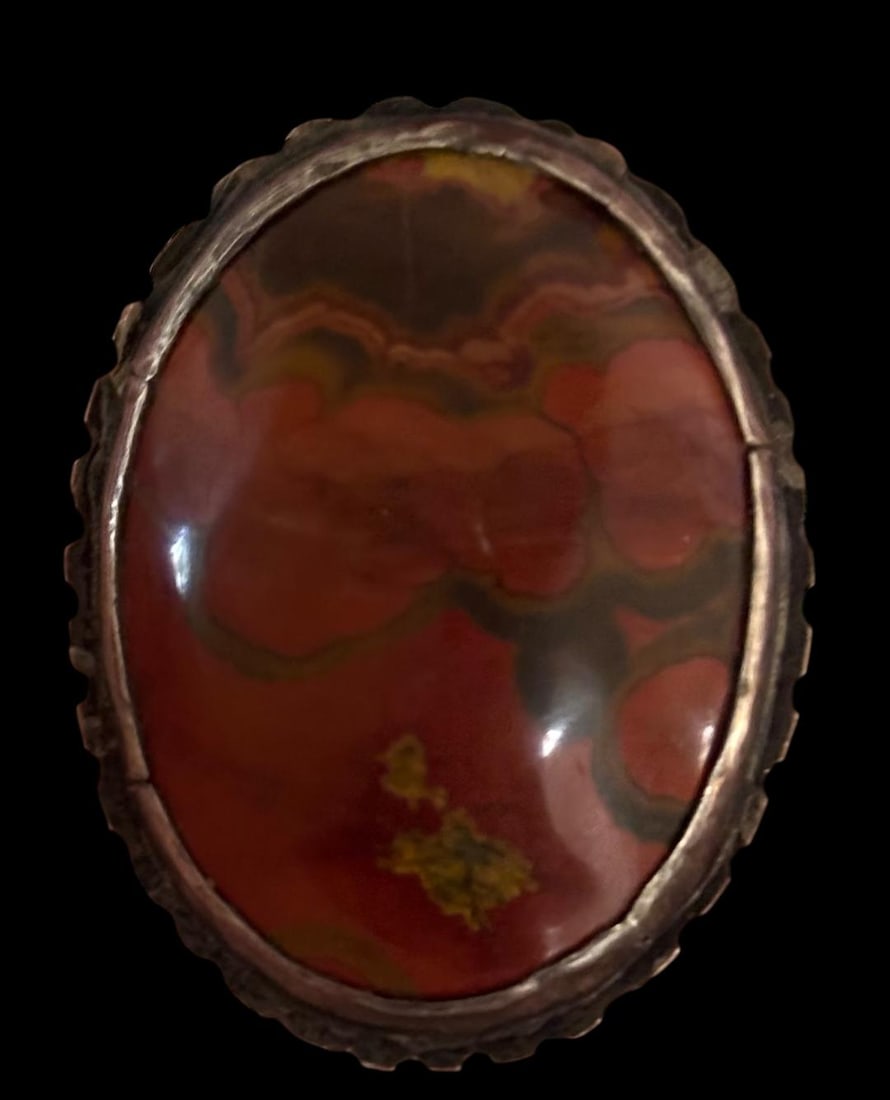 Native American Navajo Sterling Agate Pin: Native American agate pin. Sterling. Measures 1.5" x 1". Domestic shipping $8.