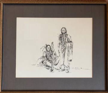 Original Pen Drawing by R.S del Campo: Pen drawing of Native American people signed by R. S. del Campo. Framed artwork measures 24" x 20". Artwork measures 17" x 13".