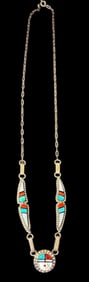Native American Zuni Sterling Pendant Necklace