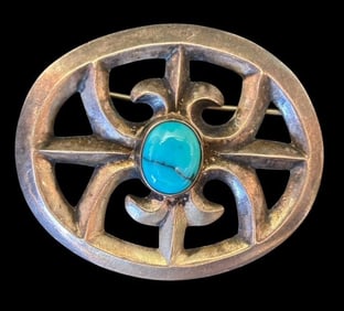 Native American Navajo Sterling and Turquoise Pin