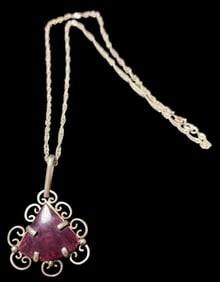 Sterling Italian Necklace with Stone Pendant