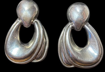Signed David Varsano Israel Sterling Clip-on Earrings