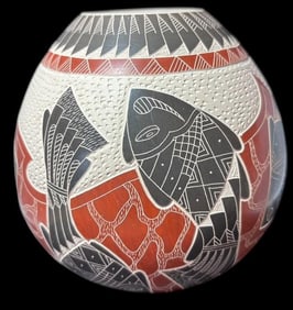 Native American Signed Hector Quintana Polychrome Olla