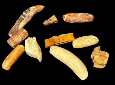 Lot of Ten Inuit Carved Bone/Tusk and Antler Artifacts