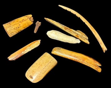 Lot of Eight Inuit Carved Bone/Tusk Artifacts