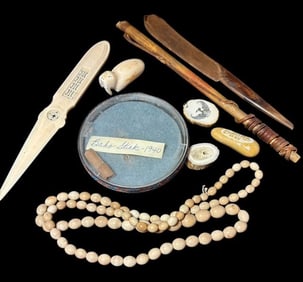 Lot of Alaskan Fossilized Fragments and Necklace