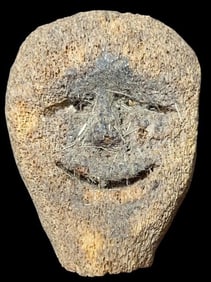Hand-Carved Fossilized Whale Bone Face Carving