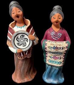 Lot of Two Signed M. Lewis Simonin Navajo Pottery Figurines