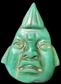 Amazing Olmec Jade Carved Face Artifact Ca. 1400-400 BCE