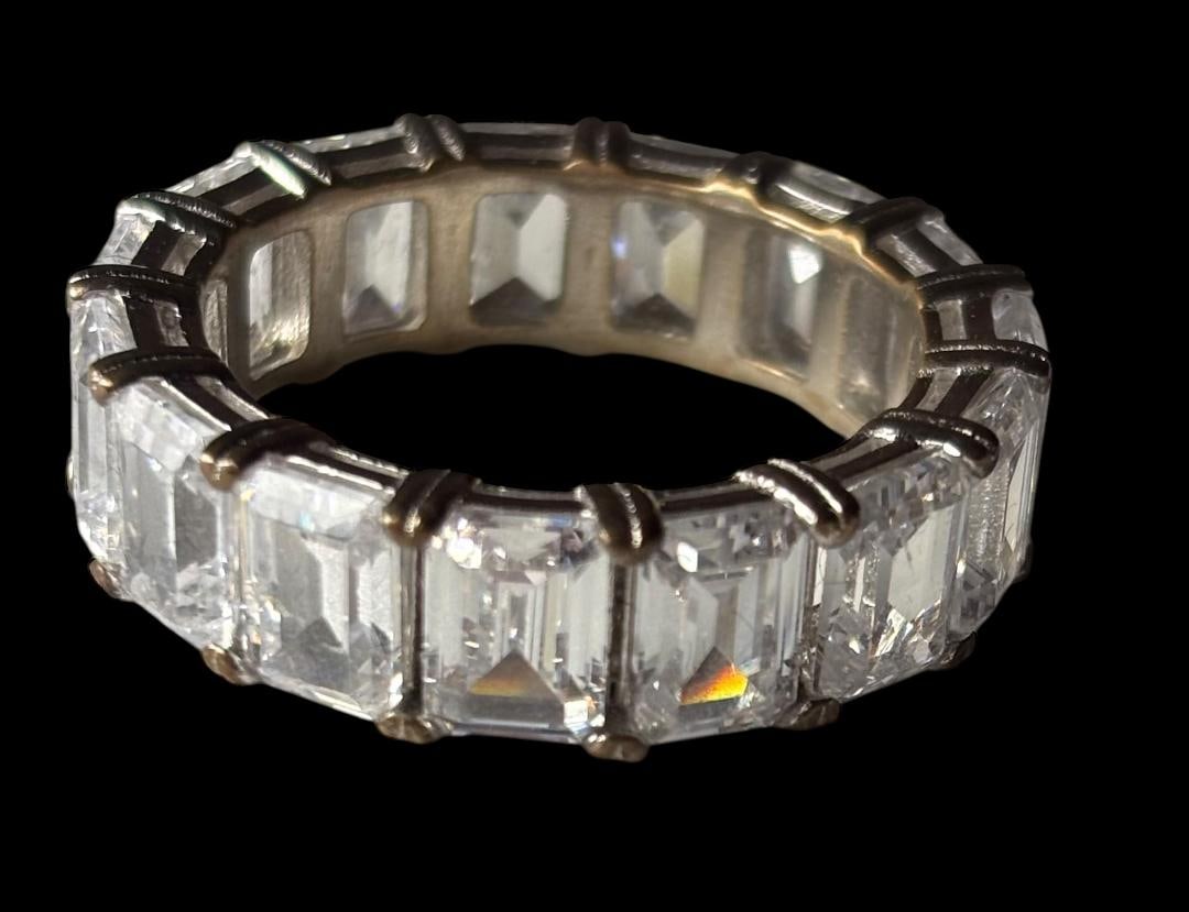 Italo Jewelry Sterling and White Sapphire Eternity Band Ring (1 of 4)