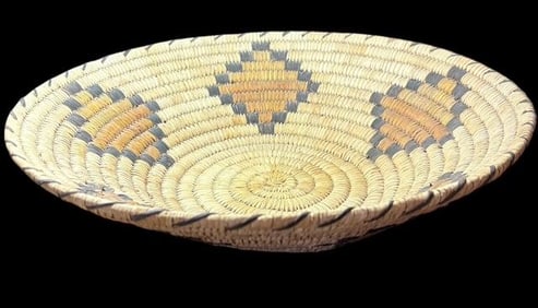 Hand Woven Papago Basket Bowl with Geometrical Design
