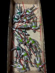 Lot of Fourteen Metal Toy Knights in Armor