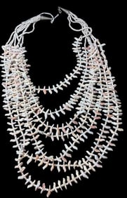 Native American Zuni Multi Strand Bird Fetish Necklace