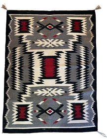 Navajo Two Gray Hills Hand Woven Wool Rug