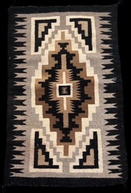 Navajo Two Gray Hills Hand Woven Wool Rug