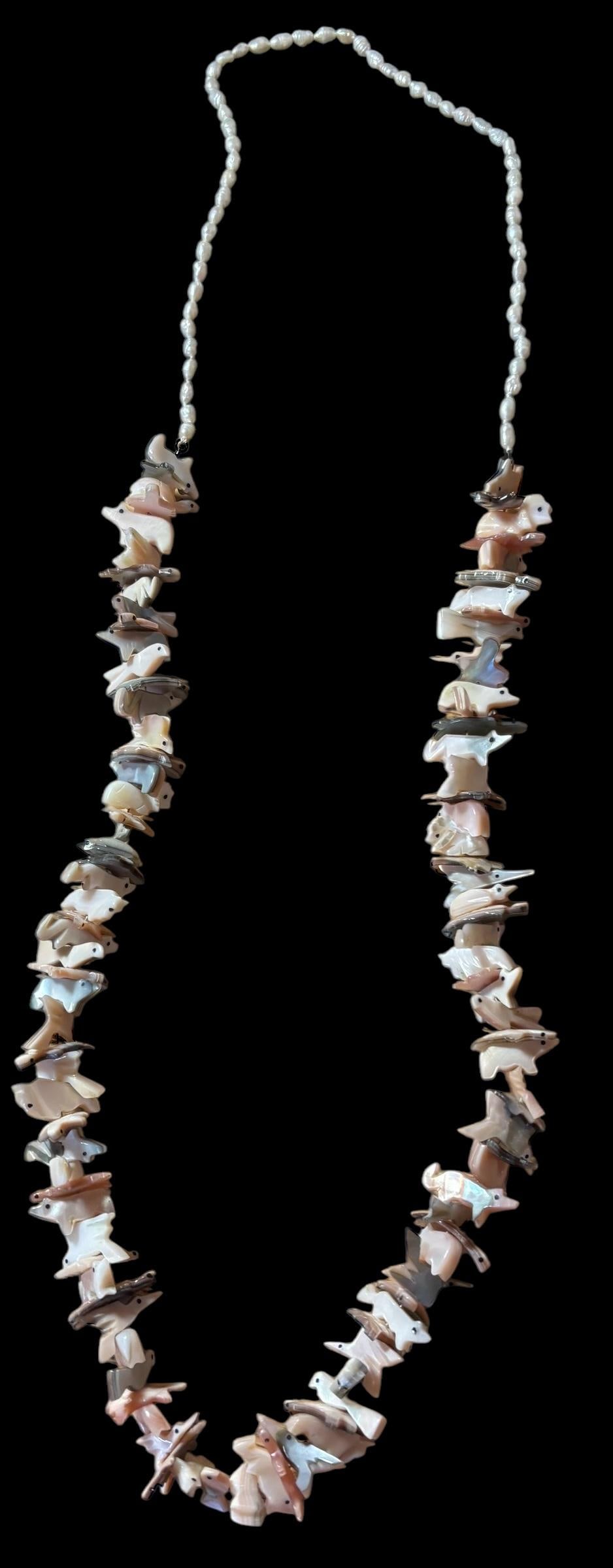 Multi Stone Animal Fetish Necklace with Freshwater Pearl Beading (1 of 2)