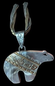 Native American Multi Strand Liquid Silver Pendant Necklace