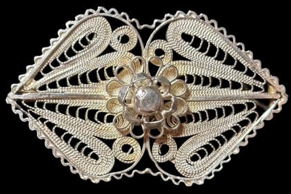 Vintage Sterling Filigree Pin