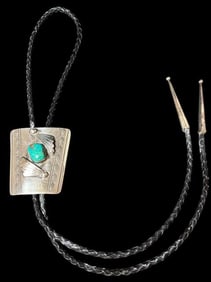 Native American Sterling and Turquoise Bolo Tie