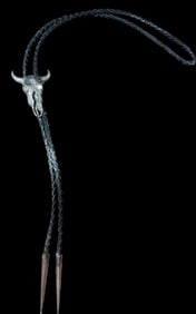 Sterling Bolo Tie with Buffalo Skull Shaped Bolo