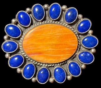 Native American Signed Lapis Pin/Brooch Andy Cadman
